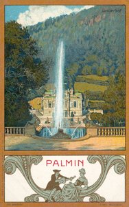 Linderhof Kalesi, Bavyera (chromolitho)