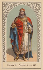 Dindar Louis, Frank Kralı ve Kutsal Roma İmparatoru (renkli taş baskı) by (after) German School