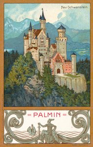 Neuschwanstein Şatosu, Bavyera (chromolitho) by (after) German School