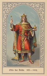Otto III, Almanya ve İtalya Kralı ve Kutsal Roma İmparatoru (renkli taş baskı) by (after) German School
