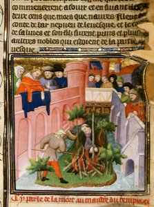 Cott Nero E II pt.2 fol.105 Tapınakçıların Efendisinin Yakılması, 