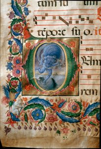 Rüzgarların bekçisi Aeolus'un temsili ile mektup. (Minyatür by (c.1445 1527) Liberale da Verona