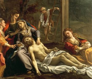 Correggio (1489-ca 1534) olarak bilinen Antonio Allegri tarafından Ölü Mesih Üzerine Ağıt, yaklaşık 1524, tuval üzerine yağlı boya
