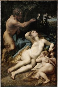 Jüpiter ve Antiope (ya da aşk tanrısı ve satirli Venüs) (tuval üzerine yağlı boya