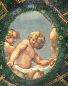 Meleklerle oval, fresk Antonio Allegri Da Correggio (1489-1534) Abbess