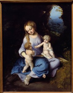Meryem, İsa ve Aziz John Çocuk Tablosu Antonio Allegri (Correggio veya Correge 1489-1534 olarak bilinir) tarafından 16. yüzyıl Madrid, Prado Müzesi