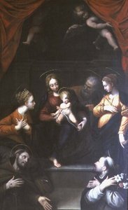 Aziz Joseph ve diğer Azizler ile Madonna ve Çocuk by Innocenzo da Imola