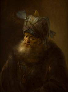 Sarıklı Bir Adamın Portresi (tuval üzerine yağlı boya) by (follower of) Rembrandt Harmensz. van Rijn
