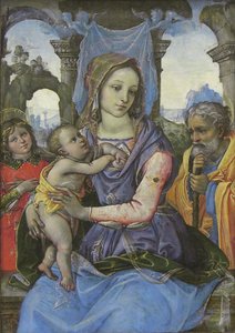 Aziz Joseph ve Melek ile Madonna ve Çocuk, yaklaşık 1490 (tuval üzerine tempera, ahşaptan aktarılmış) by 1476-1524 Capponi