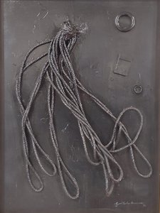 GC Riccardi, Combustione n.3, 1990, Tuval üzerine karışık teknik, 60x80, Arpino, Umberto Mastroianni Vakfı, İtalya. by Gian Carlo Riccardi