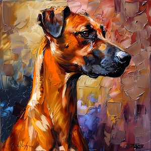 Soyut Rhodesian Ridgeback Köpek tablosu, duvar dekorasyonu, kanvas baskılar by F. Abderrahim