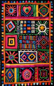 Kanvas baskılar ve duvar sanatı dekoru için renkli geleneksel naif kilim deseni by F. Abderrahim