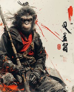 Dekoratif Manga Poster ve duvar sanatı baskıları : Maymun Samuray manga by F. Abderrahim