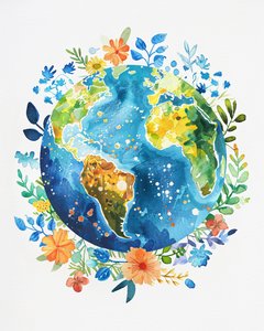 Barış duvar dekorasyonu: Suluboya boho planet earth kreş by F. Abderrahim
