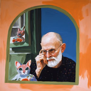 Kedi  Aynaya bakan bir sanatçı, çağdaş kanvas baskılar  duvar sanatı by F. Abderrahim