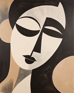 Siyah  bej soyut kadın Henri matisse stili | sanat baskıları, çerçeveli duvar dekoru by F. Abderrahim
