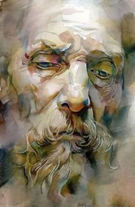 Beyaz Sakallı Bilge Yaşlı Adam | Online Duvar Baskıları Satılık Sanat Portreleri by F. Abderrahim