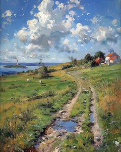 Fransa kırsalında panoramik bahar manzarası, Oda için Duvar Dekoru by F. Abderrahim