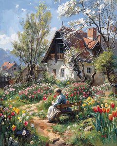 Doğanın ortasında eski bir İtalyan geleneksel evi, duvar dekor fikirleri by F. Abderrahim