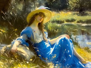 Doğadaki kadınların klasik resimleri, John Singer Sargent ilhamı by F. Abderrahim