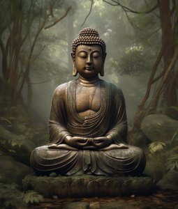 Ruhani Budist Dekorasyonu, Huzurlu Meditasyon, talep üzerine duvar sanatı baskıları by F. Abderrahim