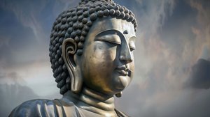 Huzurlu Meditasyonda Oturan Buda Portresi, isteğe bağlı çerçeveli kanvas tablo by F. Abderrahim