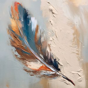 Tüy altın mavi soyut, oturma odası için duvar dekoru by F. Abderrahim