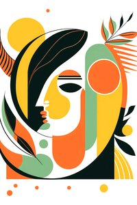 Minimal soyut, Boho çizgileri ve şekilleri, picasso stili, talep üzerine kanvas baskı by F. Abderrahim