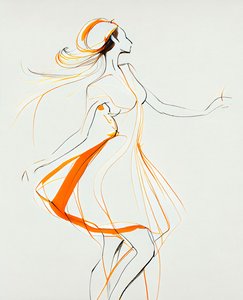 Ewa Hauton tarzında minimalist dans eden kadın, talep üzerine kanvas baskı by F. Abderrahim