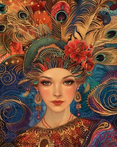 Alex Grey Tarzında Muhteşem Bir Kadın, talep üzerine kanvas tablo  duvar çerçevesi baskı by F. Abderrahim