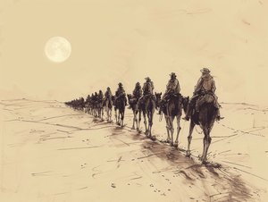 Çöl Güneşi Alayı Minimalist Tek Çizgili Eskiz, Satılık Duvar Dekoru by F. Abderrahim