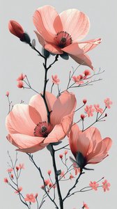 Pembe ve Gri Çizgi Eskizi, çiçekli Minimal duvar Ev Dekorasyonu | talep üzerine baskı by F. Abderrahim