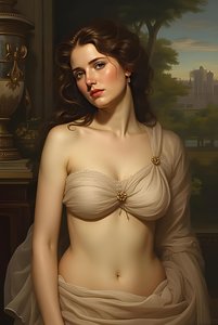 Aşık tam vücut güzel profil kadın, Fantezi, sürrealizm resim, duvar dekor baskıları by F. Abderrahim