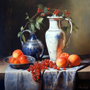 Natürmort meyve, Yağlıboya, talep üzerine online kanvas tablo by F. Abderrahim