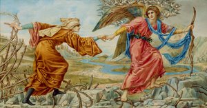 Sir EC Burne-Jones, 1894'ten sonra Hacıya Yol Gösteren Aşk (fildişi üzerinde petrol)