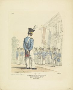 Tam Üniforma Müzisyen Tam elbiseli müzisyen, 1820-1825 Büyük üniformalı Nederlandsche Infanterie Musikant (nesnedeki başlık) Hollanda Krallığı