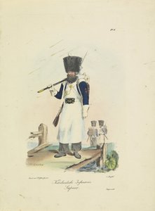 Sappeur, 1820-1825 Hollandalı Piyade. sapeur (nesne üzerindeki başlık) Hollanda Krallığı