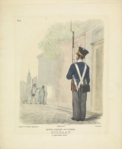 Garnizondaki asker, 1820-1825 Hollandalı Piyade. Garison üniformalı asker (nesne üzerindeki başlık) Hollanda Krallığı