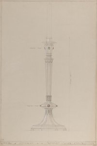 Chapel of Chivalry: önerilen gümüş şamdan (gri kart üzerine kurşun kalem, mürekkep, fırça, wc ve gümüş boya) by A. Edward Jones and Co.