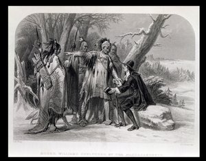Roger Williams, Narragansetts tarafından korunan, 1636, 