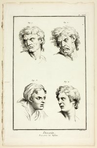 Çizim: Duygu İfadeleri (Nefret veya Kıskançlık, Öfke, Arzu, Fiziksel Acı), Encyclopédie