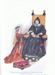 Helena, kontesin önünde dizlerinin üzerinde, Shakespeare pub