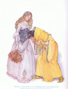 Romeo, maskeleme alışkanlığının lehine, en nazik bir şekilde elini tutup öptüğü varsayılır (Romeo ve Juliet), Shakespeare pub