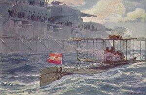 Bir savaş gemisini geçen Avusturya-Macaristan deniz uçağı, I. Dünya Savaşı, 1914-1918 by A. Kircher