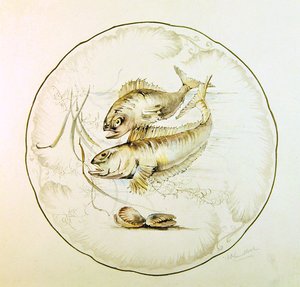 Bir tabak için Wedgwood tasarımı, c.1880 (kağıt üzerine suluboya) by A. Proudlove