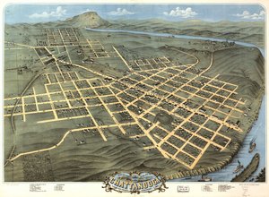 Chattanooga şehrinin kuşbakışı görünümü, Hamilton County, Tennessee 1871.