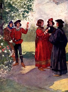 ...Soylular kırmızı veya beyaz gülleri koparıp kapaklarına koyarlar, 15. yüzyıl, 1905. by A. S. Forrest