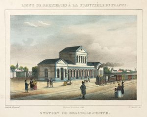 Braine-le-Comte İstasyonu, Belçika, Gerard tarafından kazınmış, 1843 by A. after Canelle