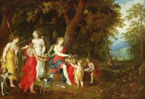 Diana ve Bakireleri, avdan sonra, 1626 by A. and Balen, H. van Govaerts