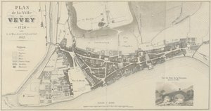 1726 yılında Vevey kasabasının haritası by A. de Mandrot